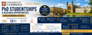 Cambridge PhD Studentships 2026 in UK for International Students