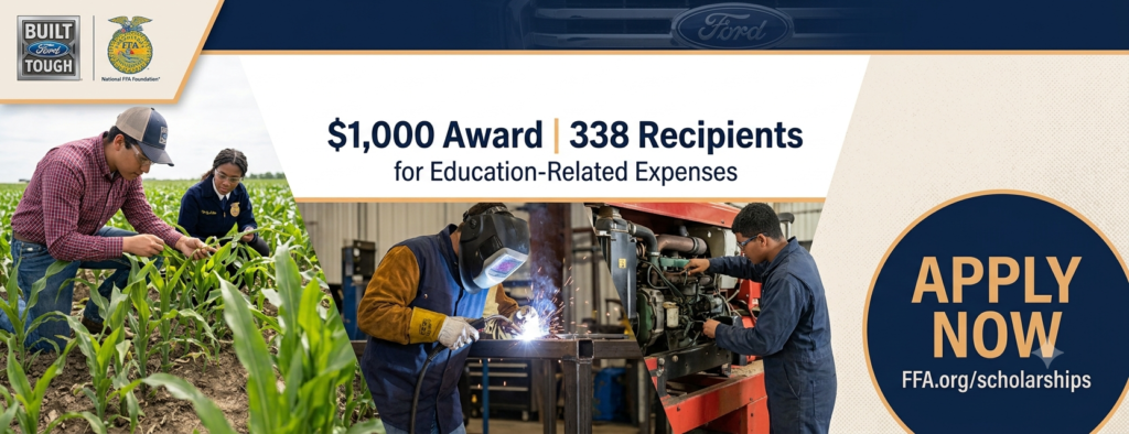 Built Ford Tough Scholarship 2026 for FFA students in the United States offering $1,000 educational funding