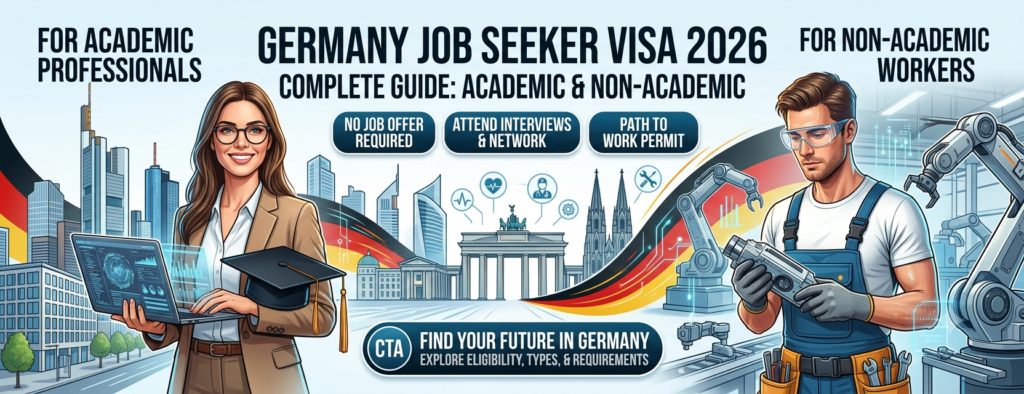 Germany Job Seeker Visa 2026 guide for academic and non-academic skilled workers applying for jobs in Germany.