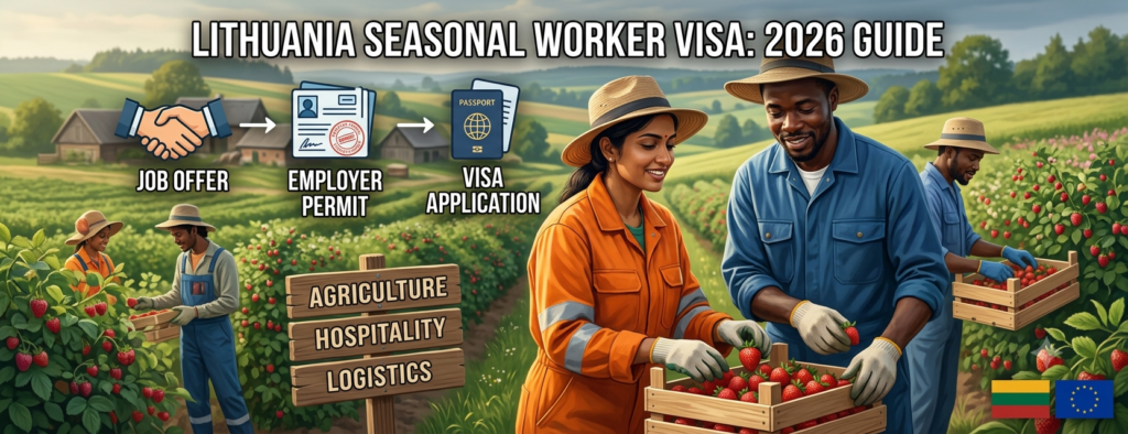 Lithuania Seasonal Worker Visa 2026 guide for non-European workers applying for seasonal jobs in agriculture, hospitality, and logistics.