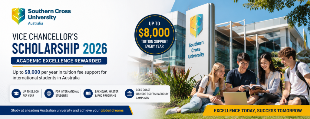 Southern Cross University Vice Chancellor Scholarship 2026 for international students studying in Australia