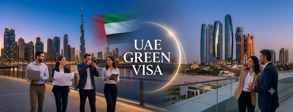 UAE Green Visa 2026 guide showing eligibility, requirements, benefits, and application process for long-term residency.