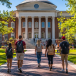 International students walking across the University of Alabama campus during the 2026 Freshman Scholarships admission season.