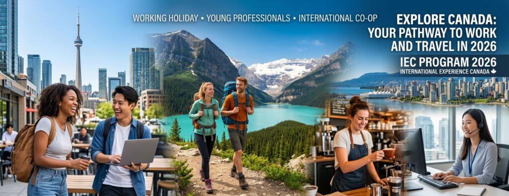 Young international travelers working and exploring Canada through the International Experience Canada (IEC) Program 2026.