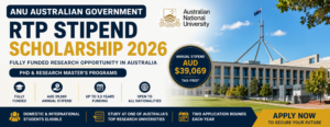 ANU Australian Government RTP Stipend Scholarship 2026 fully funded PhD and research master's scholarship in Australia