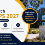 ANU University Research Scholarships 2027 for international students pursuing PhD and Higher Degree by Research in Australia.