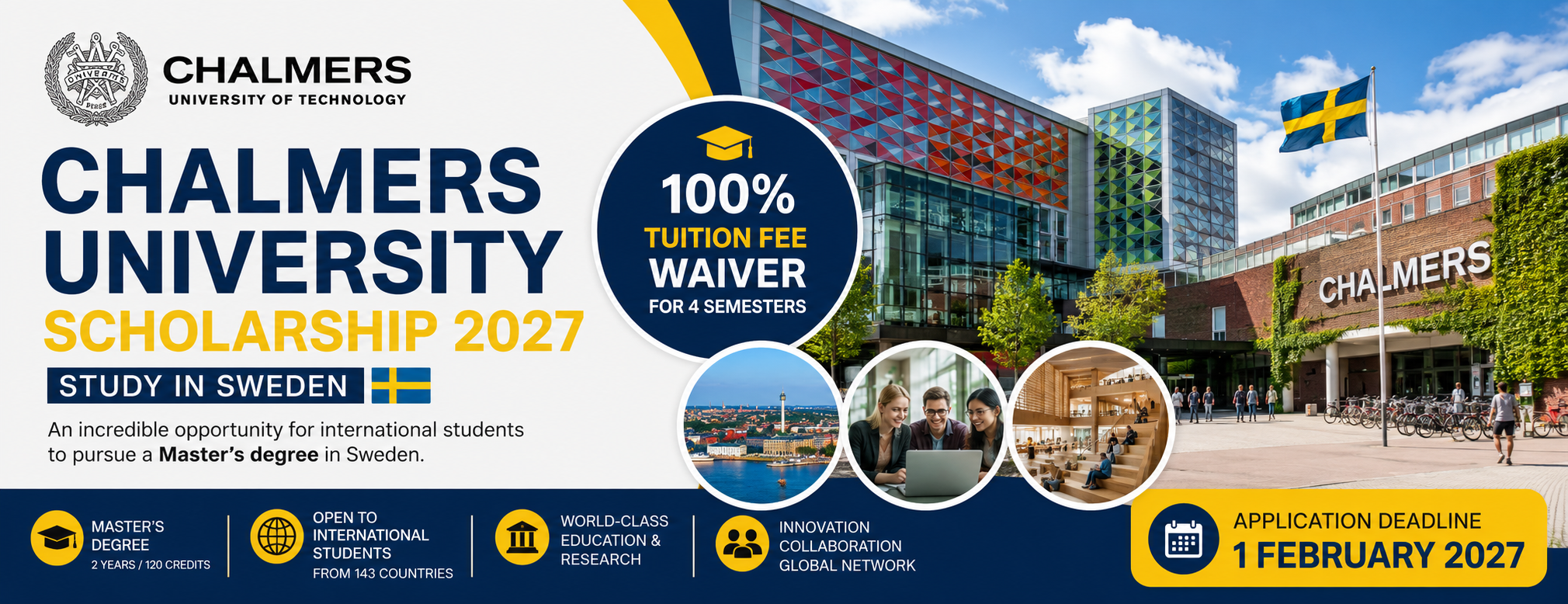 Chalmers University of Technology Scholarship 2027 in Sweden for international master's students