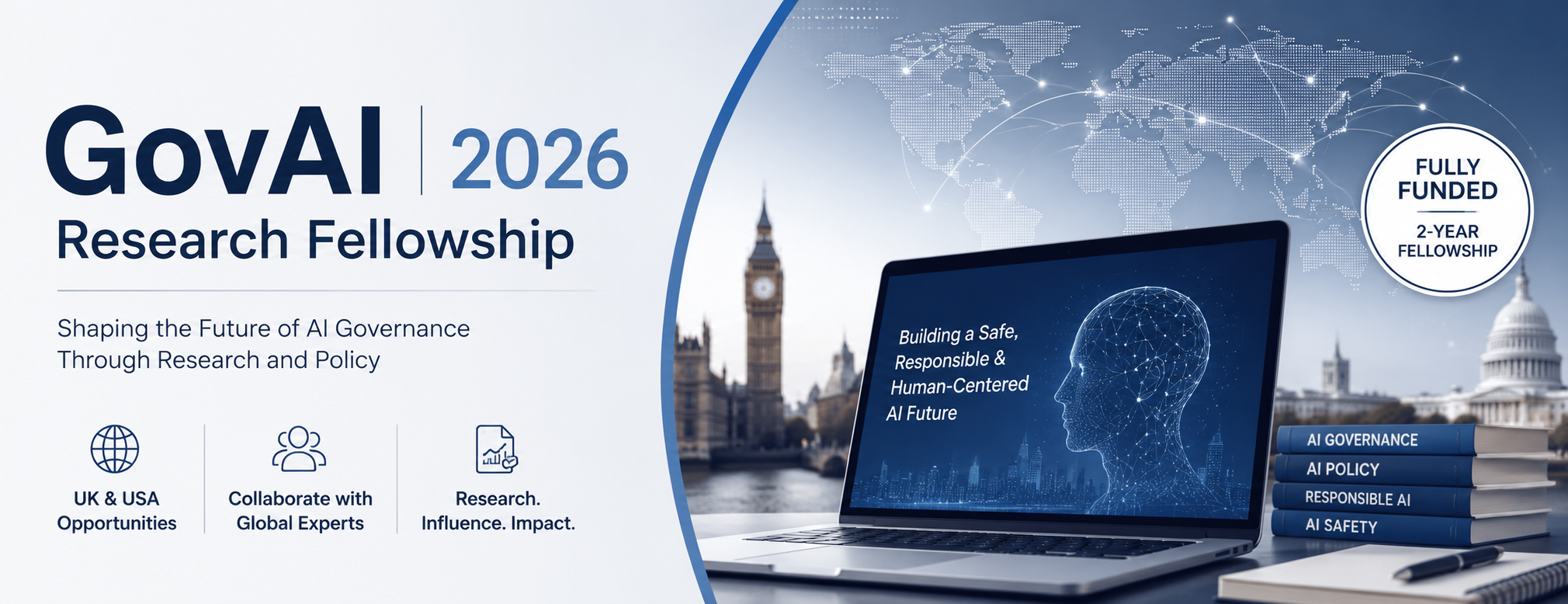 GovAI Research Fellowship 2026 for international researchers in AI governance in the UK and USA.