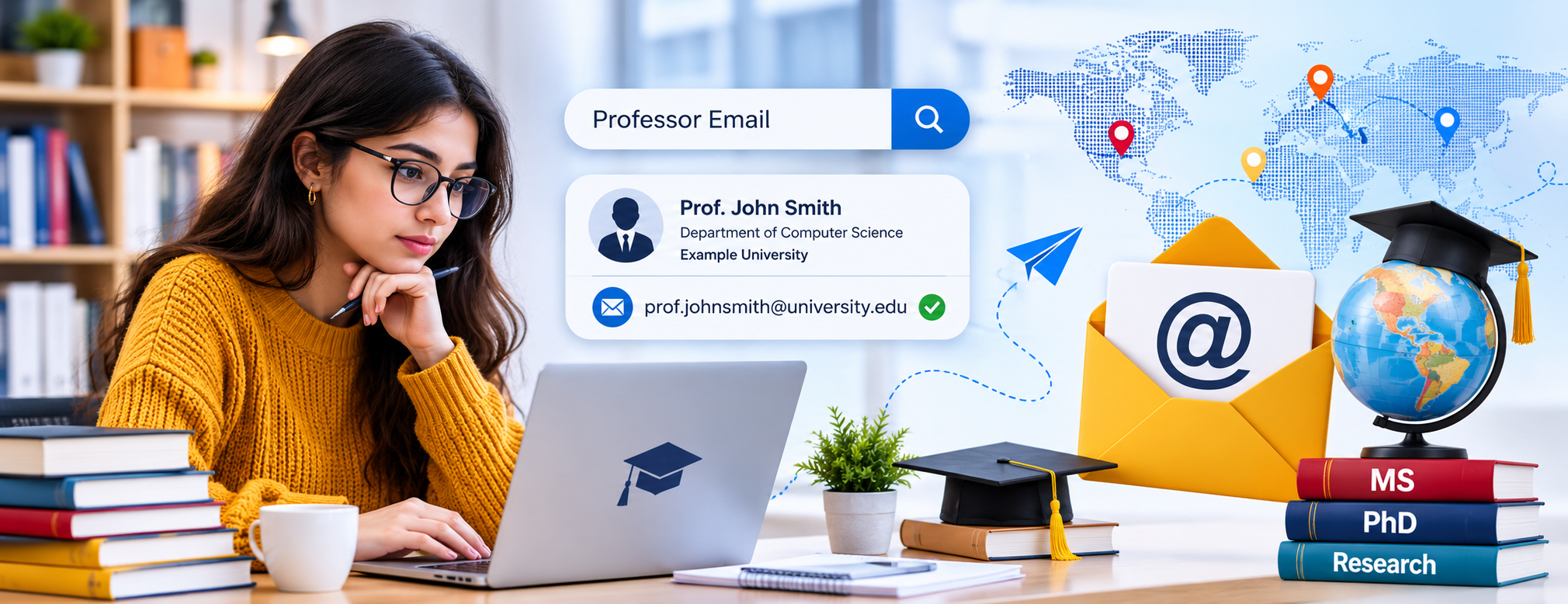Student searching for professor email addresses for MS and PhD admissions using official university faculty websites.