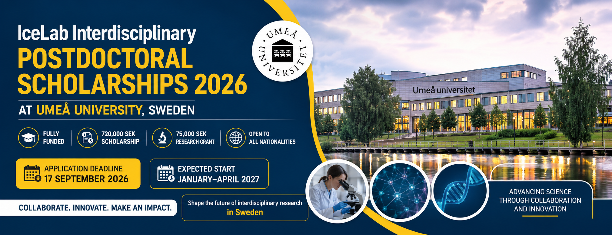 IceLab Interdisciplinary Postdoctoral Scholarships 2026 at Umeå University in Sweden for international researchers