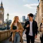 Students walking outside Istituto Marangoni London campus for the Accommodation Bursary 2026 in the UK.