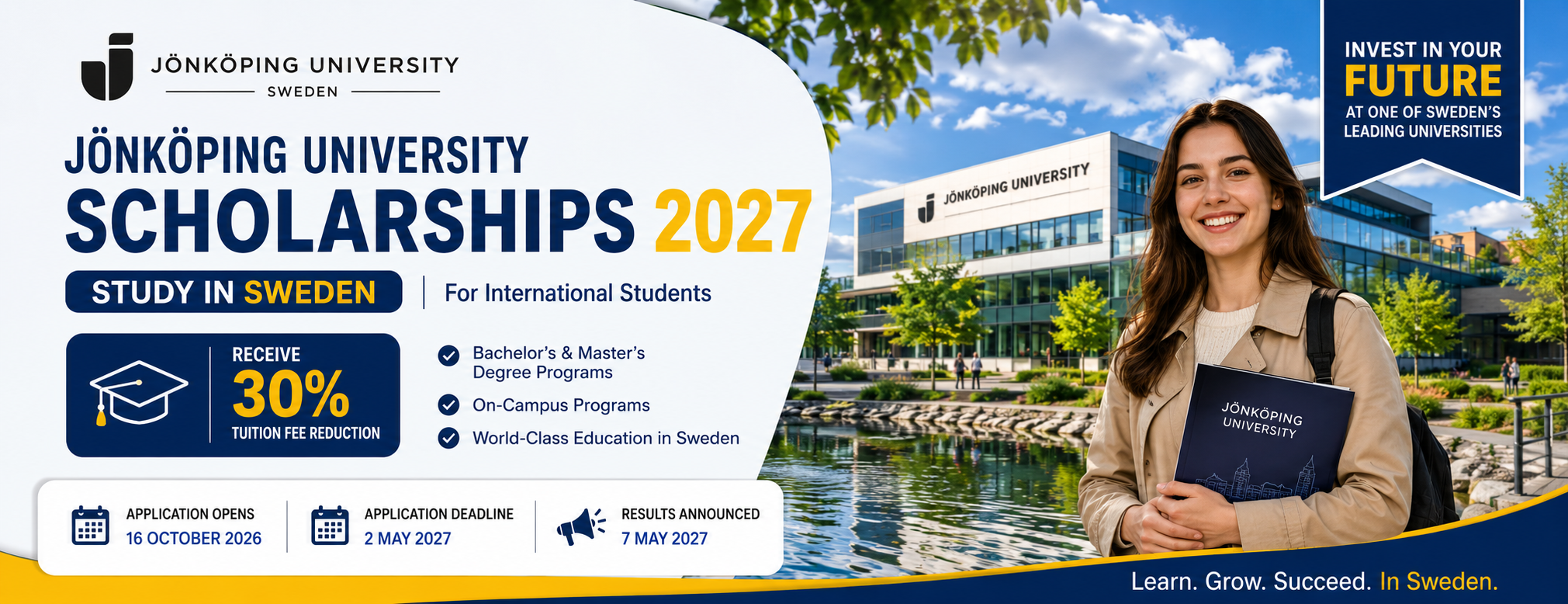 Jönköping University Scholarships 2027 in Sweden for international students pursuing bachelor's and master's degree programs.