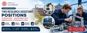 Students working on robotics, automation, and AI research at Uppsala University Åutomate initiative in Sweden.