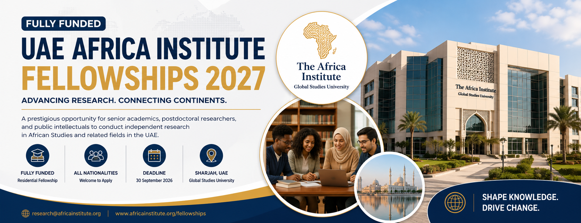 UAE Africa Institute Fellowships 2027 in UAE for international researchers and postdoctoral scholars at The Africa Institute in Sharjah.