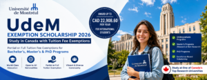 UdeM Exemption Scholarship 2026 for international students at Université de Montréal in Canada