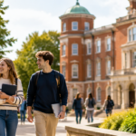 Students walking across the University of Reading campus during the Global Sustainability Leaders Scholarship 2026 in the UK.