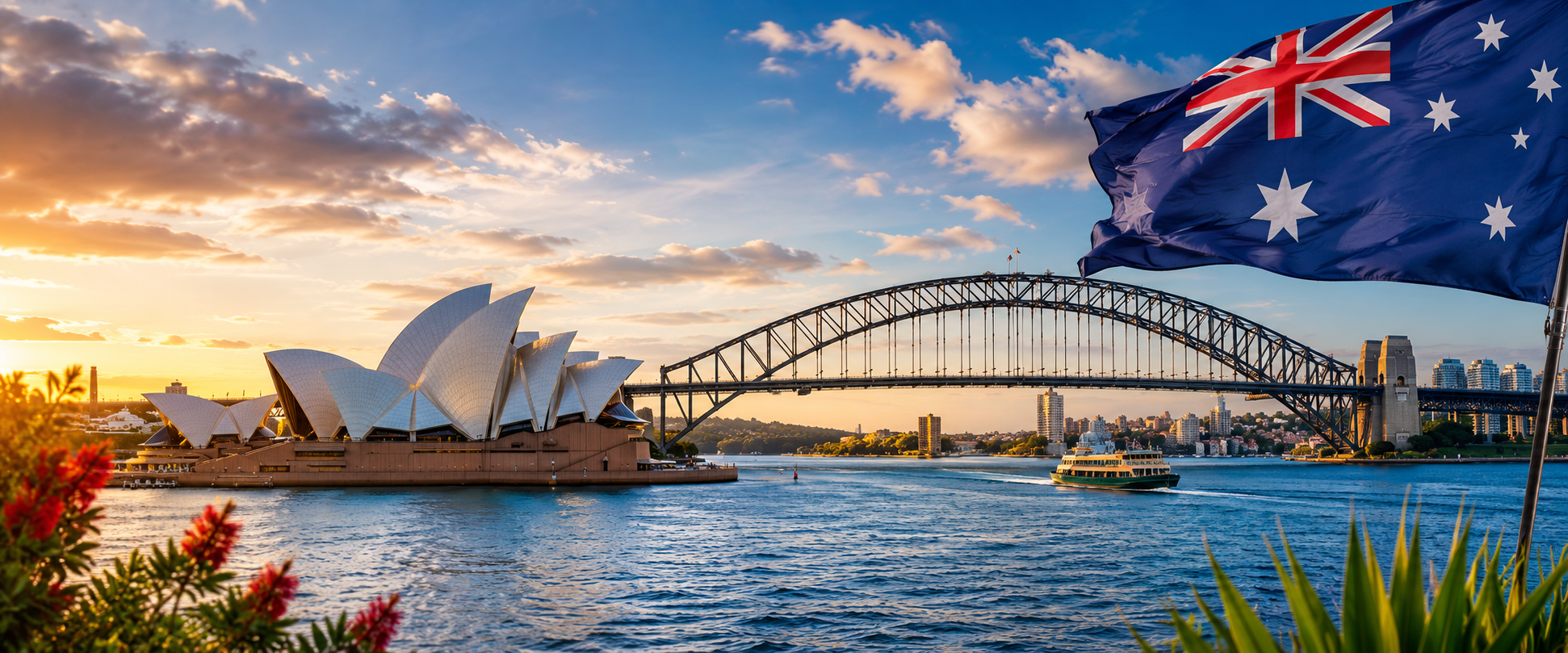 Australia scholarships for international students with Sydney Opera House and Harbour Bridge